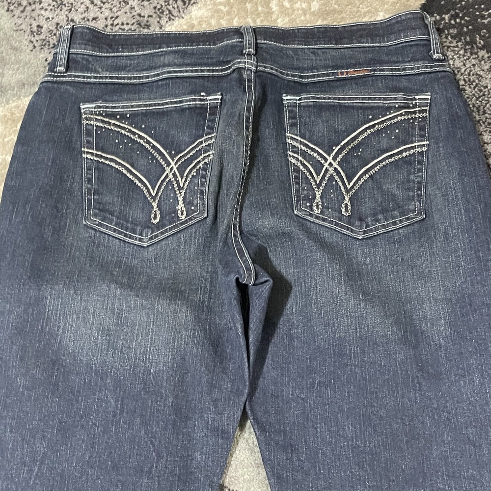 Wrangler Q Baby Jeans Womens 15 16 x 34 Blue Bootcut Western Stretch Embroidered
